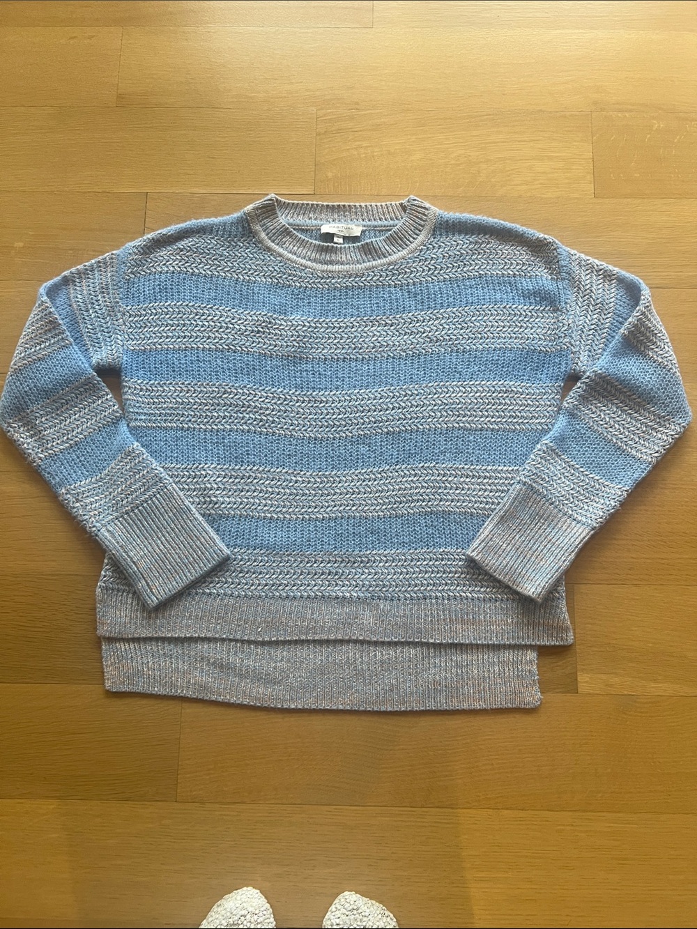 Habitual Sweater. Light weight blue and white striped sweater. Size Small